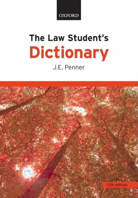 The Law Student's Dictionary by J.E. Penner (Author)