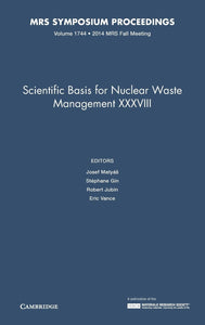 Scientific Basis for Nuclear Waste Management XXXVIII: Volume 1744 by