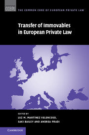 Transfer of Immovables in European Private Law by  Velencoso, Luz M. Martinez